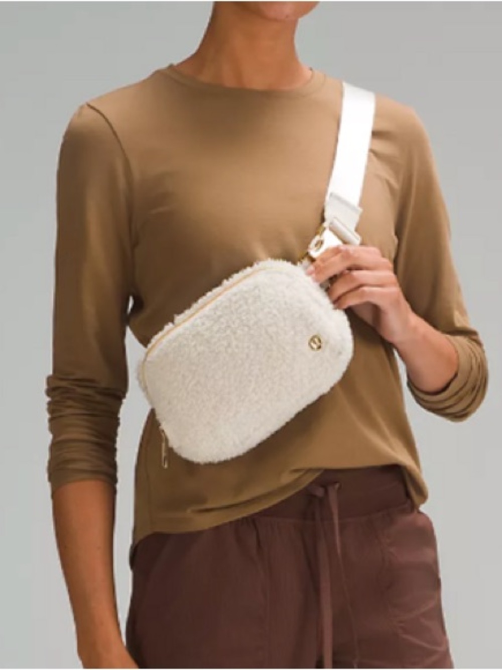 lululemon athletica White Teddy Fleece Crossbody Bag